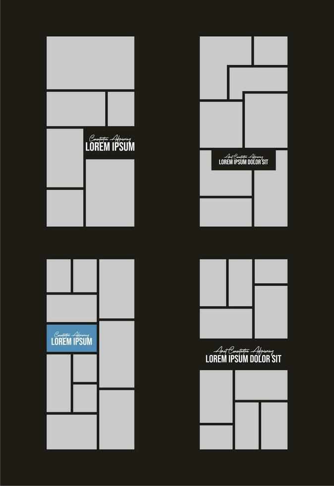 photos ou collage de cadres de photos. mise en page de la grille de la page de bandes dessinées cadres photo abstraits et modèle de mur photo numérique vecteur