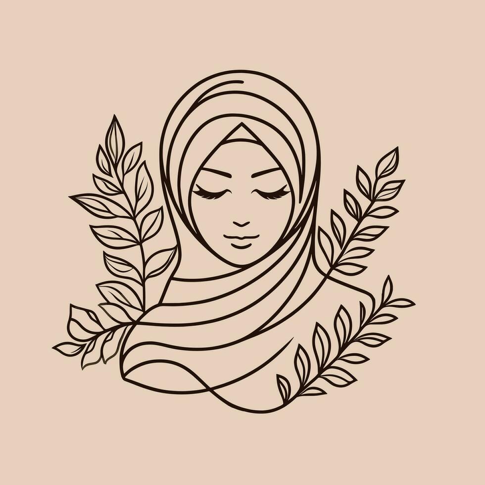 ai généré vecteur femmes hijab beauté muslimah mode plat conception écharpe logo