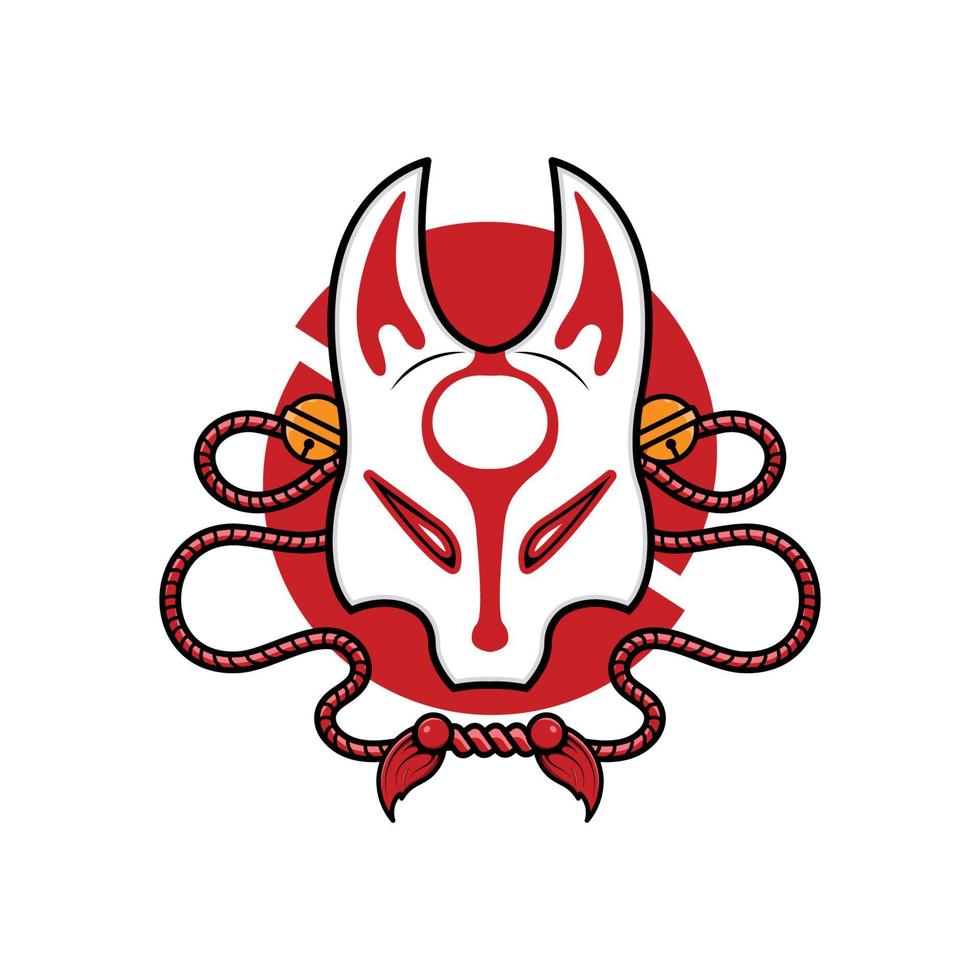 masque kitsune japonais vecteur