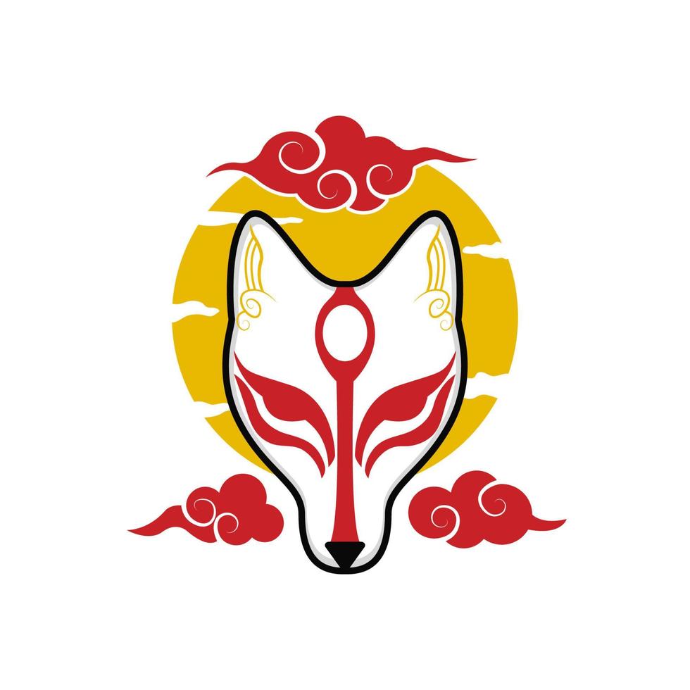 masque kitsune japonais vecteur