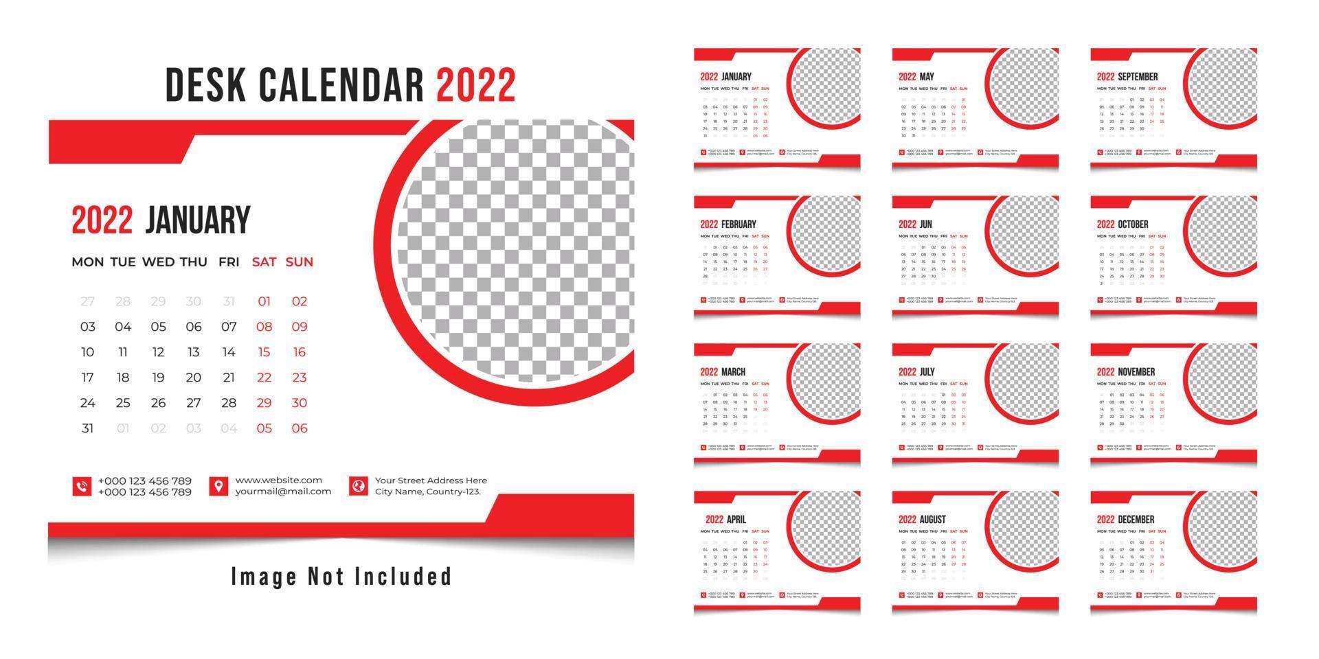 modèle de vecteur de conception de calendrier 2022. bonne année 2022