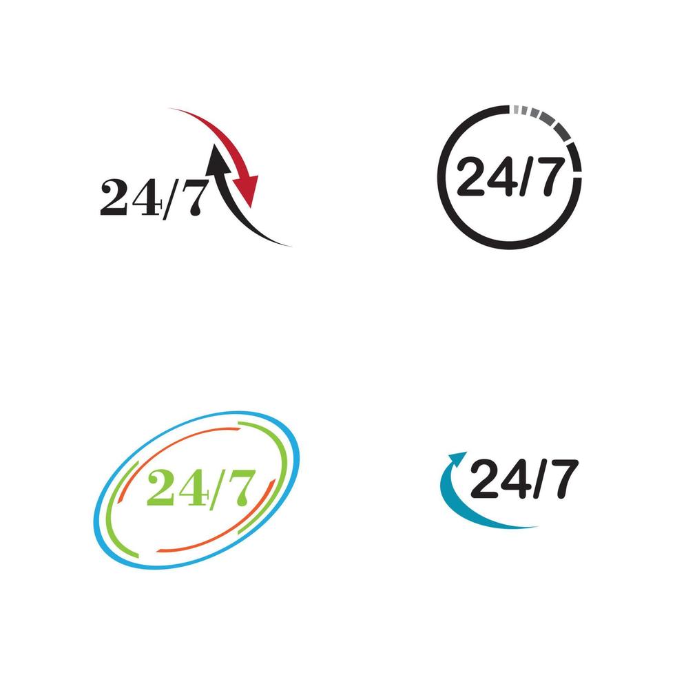 ouvrir 24-7 icône vector logo modèle illustration design