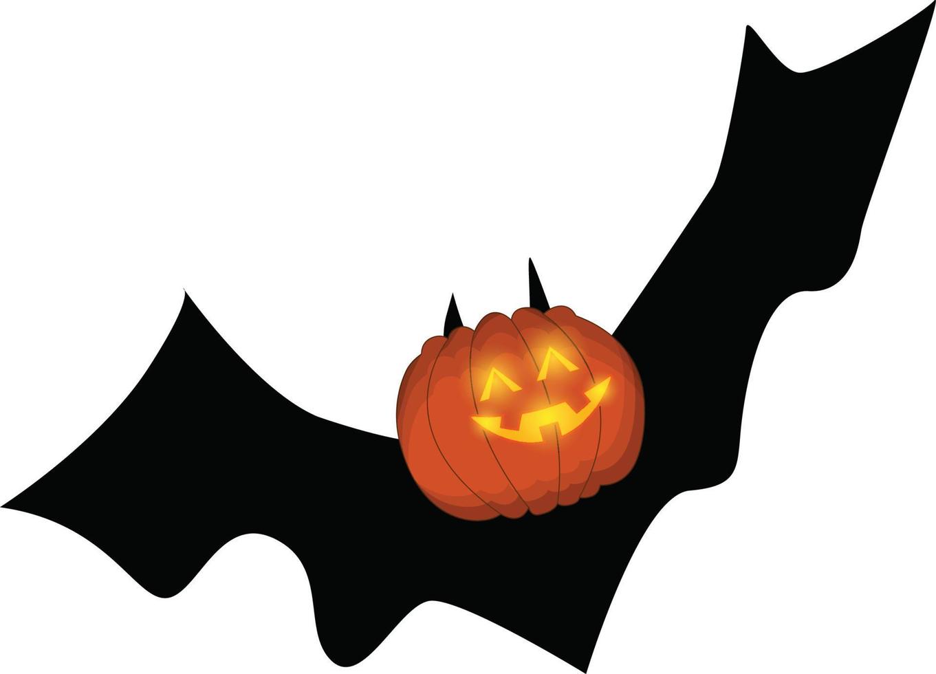 citrouille d'halloween avec chauve-souris vecteur