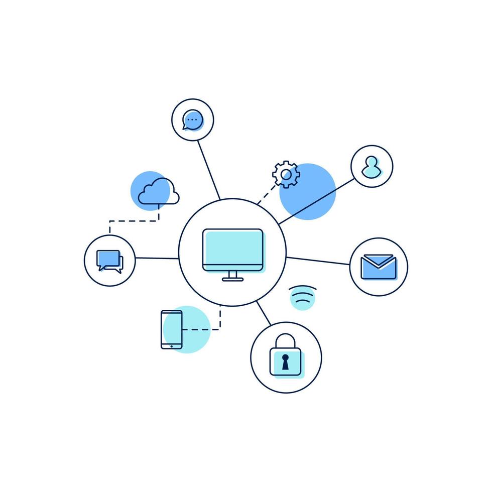 réseau informatique, vecteur, icône, conception, illustration vecteur