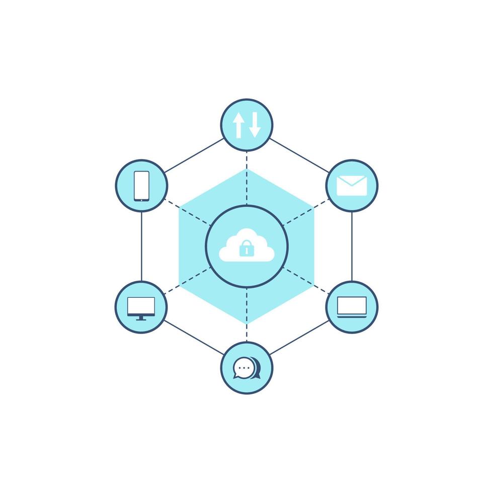 réseau informatique, vecteur, icône, conception, illustration vecteur