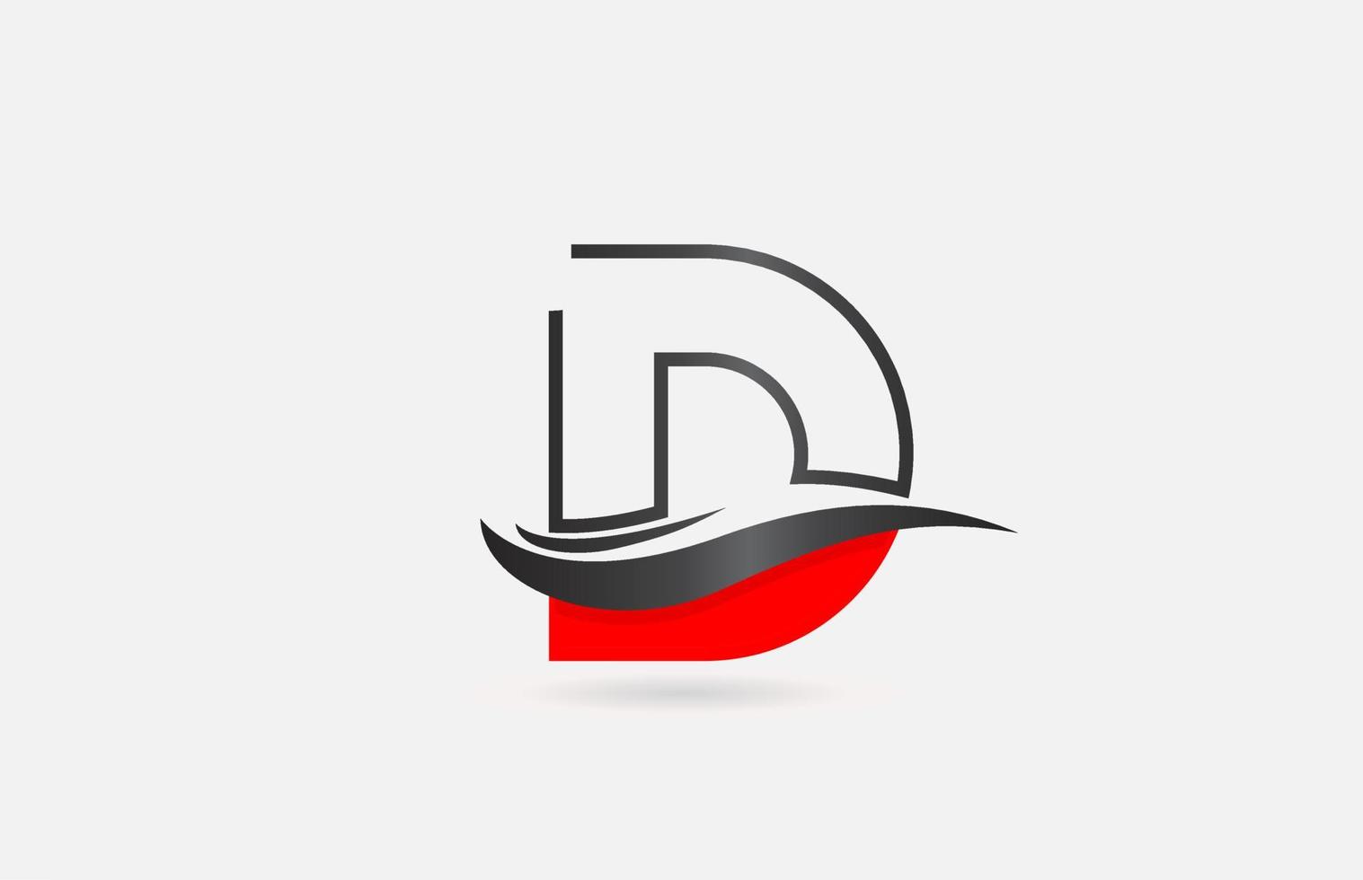 d icône du logo lettre alphabet noir rouge pour entreprise avec conception de ligne vecteur