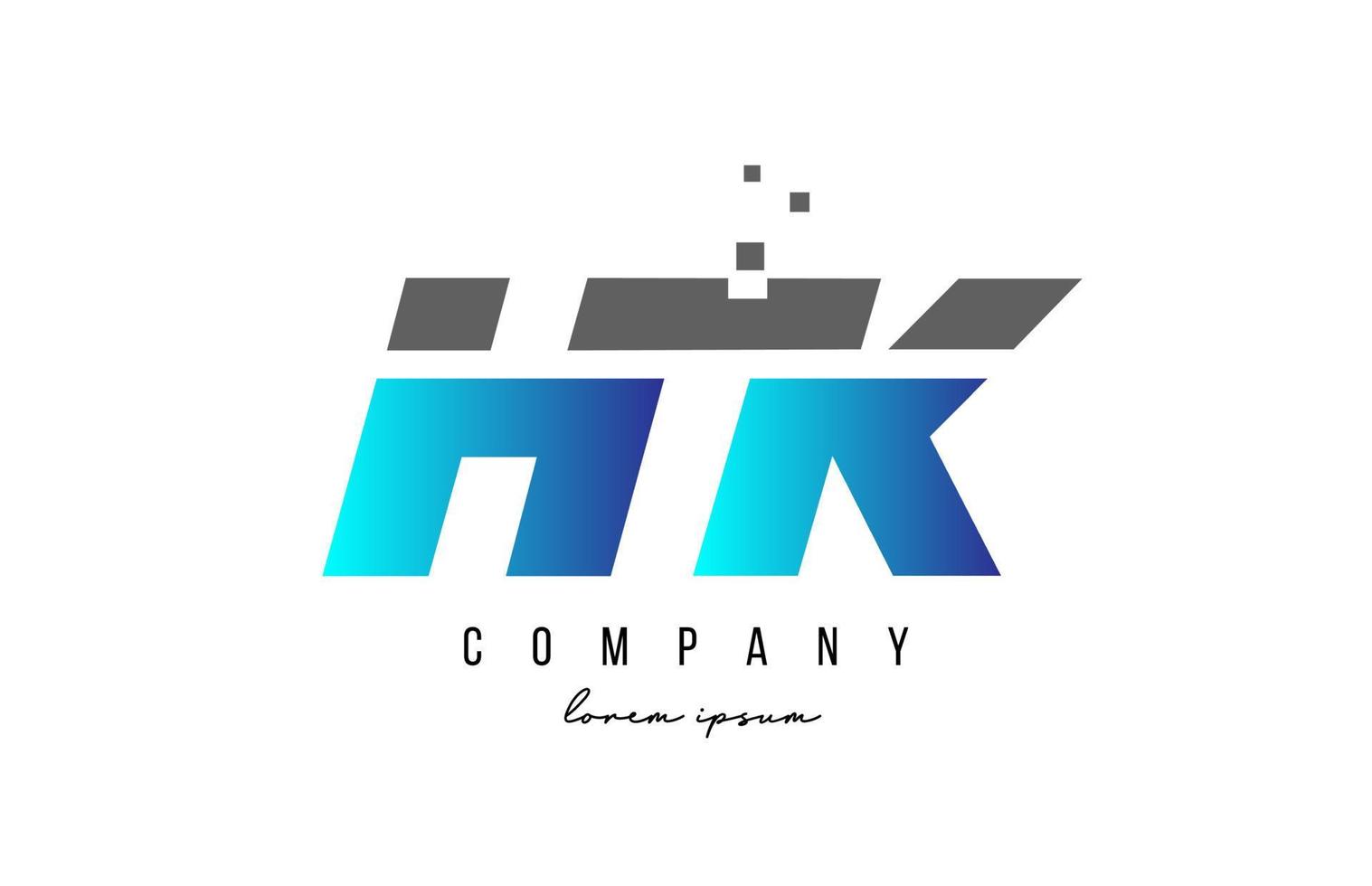 combinaison de logo de lettre de l'alphabet hk hk en bleu et gris. conception d'icônes créatives pour entreprise et entreprise vecteur