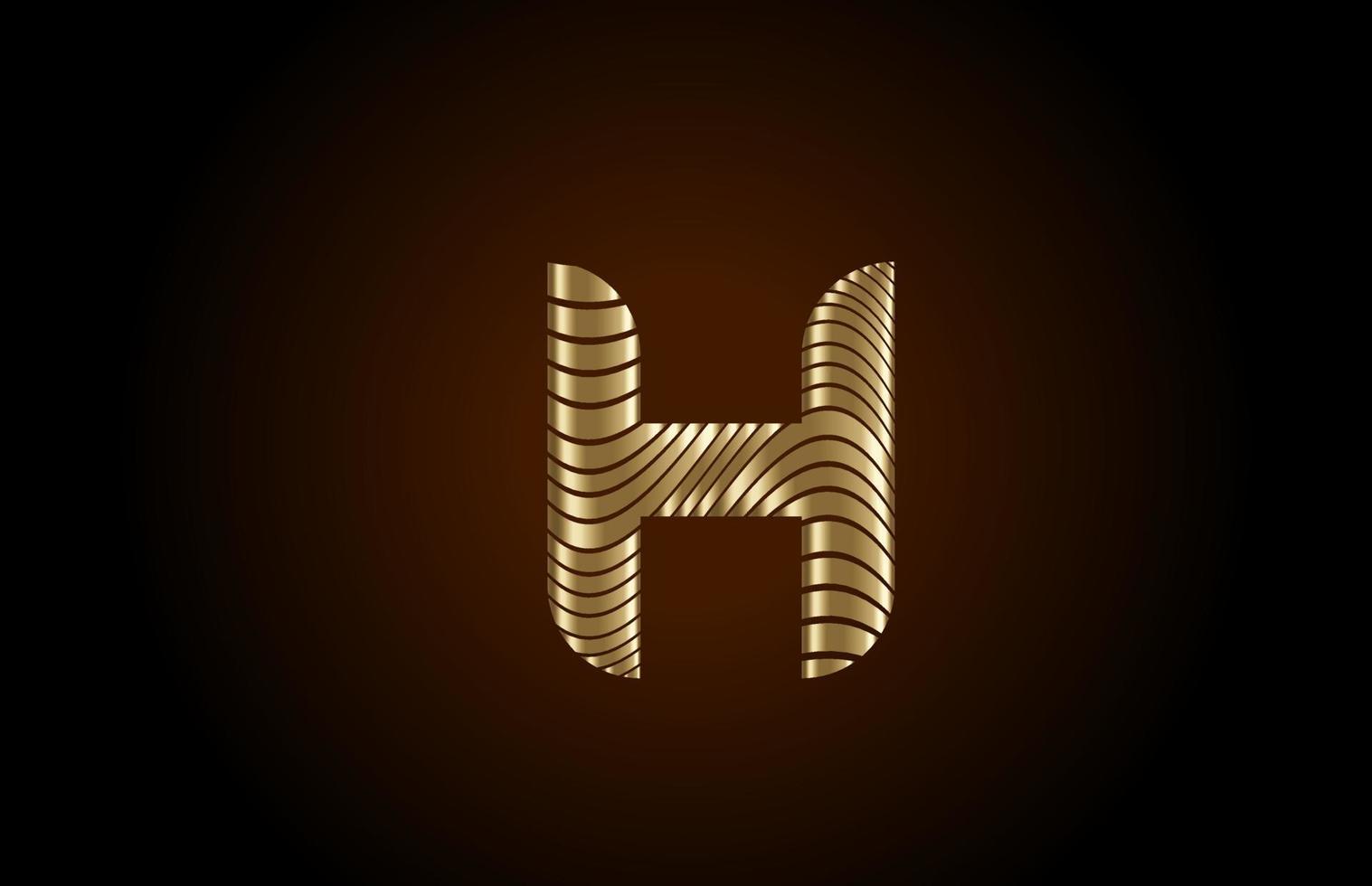 h icône du logo de la lettre de l'alphabet jaune pour l'entreprise. conception de ligne d'or métallique pour l'identité de luxe vecteur