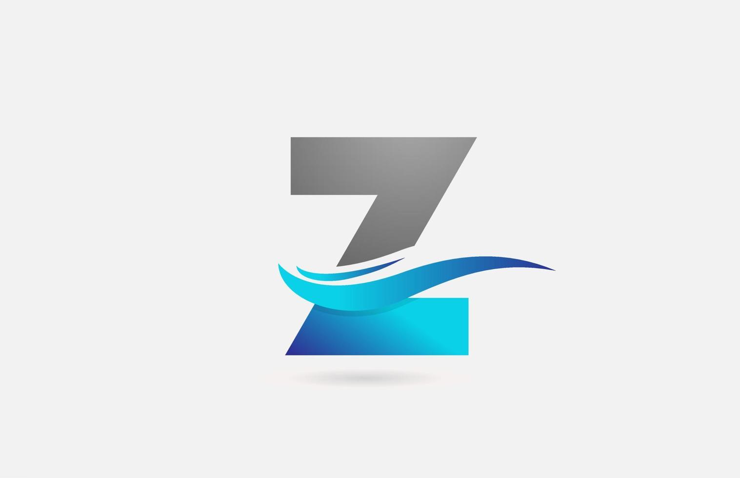 icône du logo bleu gris alphabet lettre z pour entreprise et société avec design swoosh vecteur