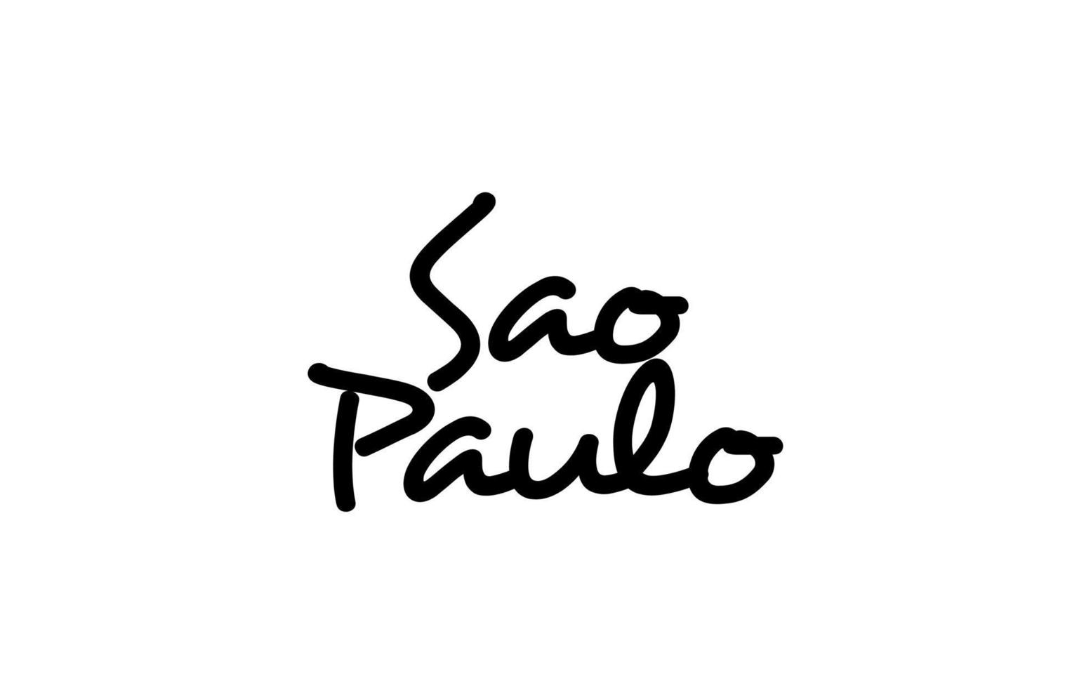 lettrage à la main du texte manuscrit de la ville de sao paulo. texte de calligraphie. typographie en couleur noire vecteur