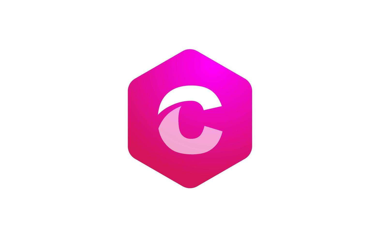 icône du logo rose blanc polygone c alphabet lettre avec un design moderne pour les entreprises et l'entreprise vecteur