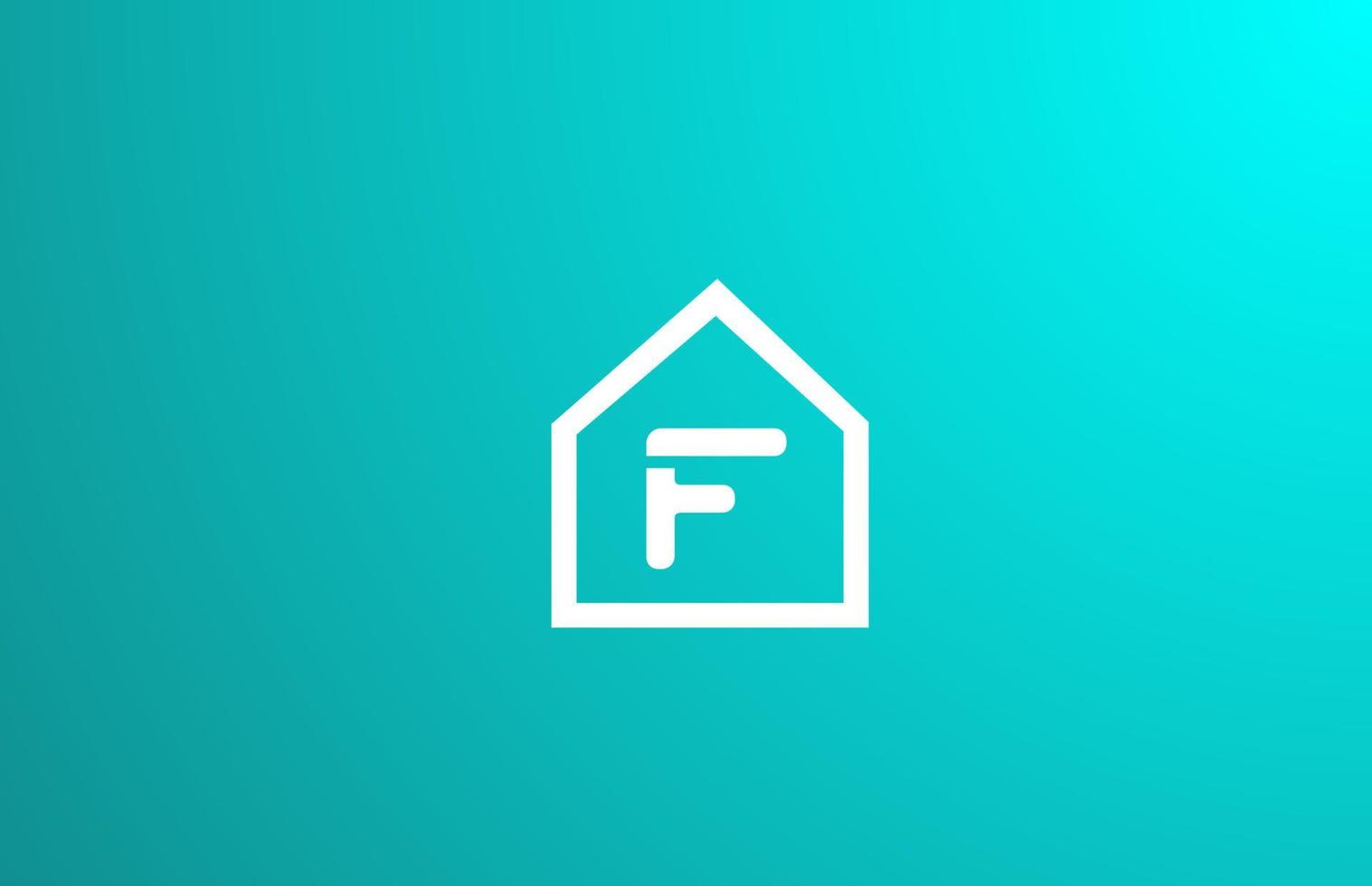 f icône du logo de la lettre de l'alphabet pour l'entreprise et les affaires avec un design de maison blanche verte vecteur