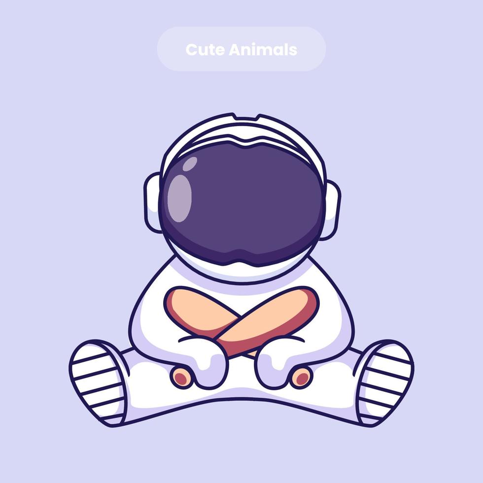illustration d'icône de vecteur de dessin animé mignon astronaute