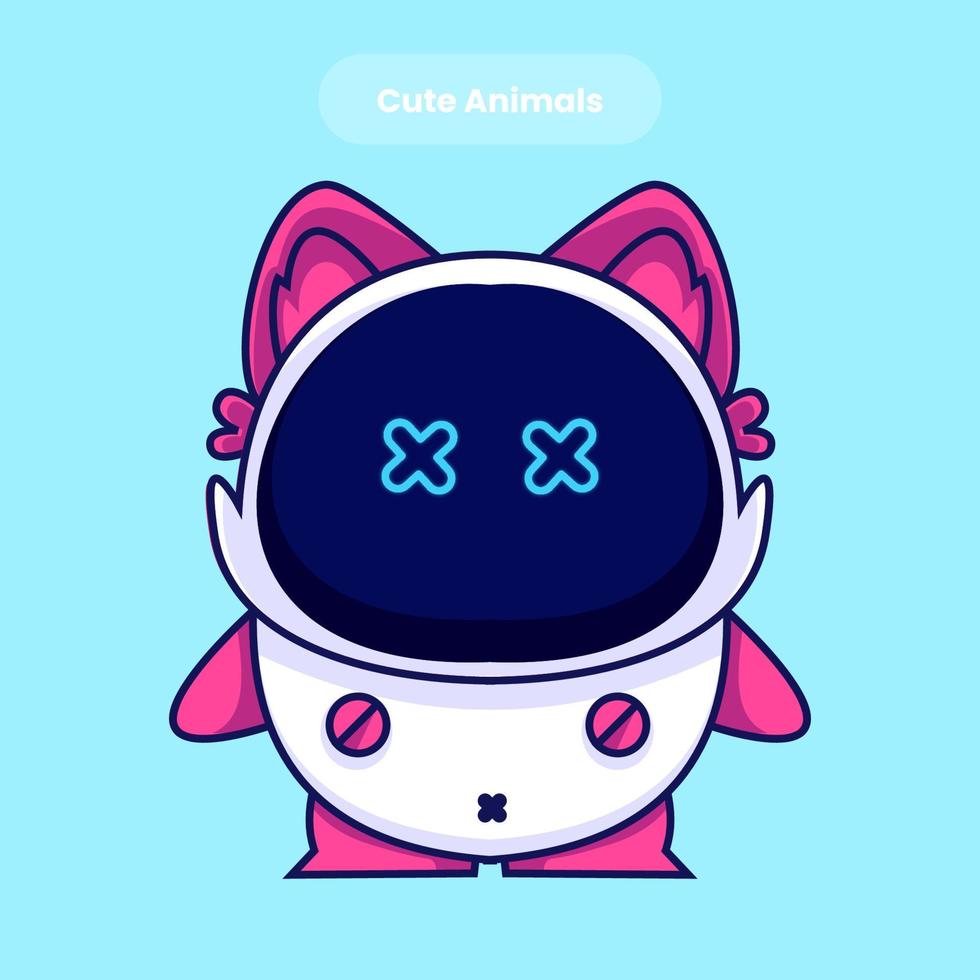 illustration d'icône de vecteur de dessin animé mignon robot chat