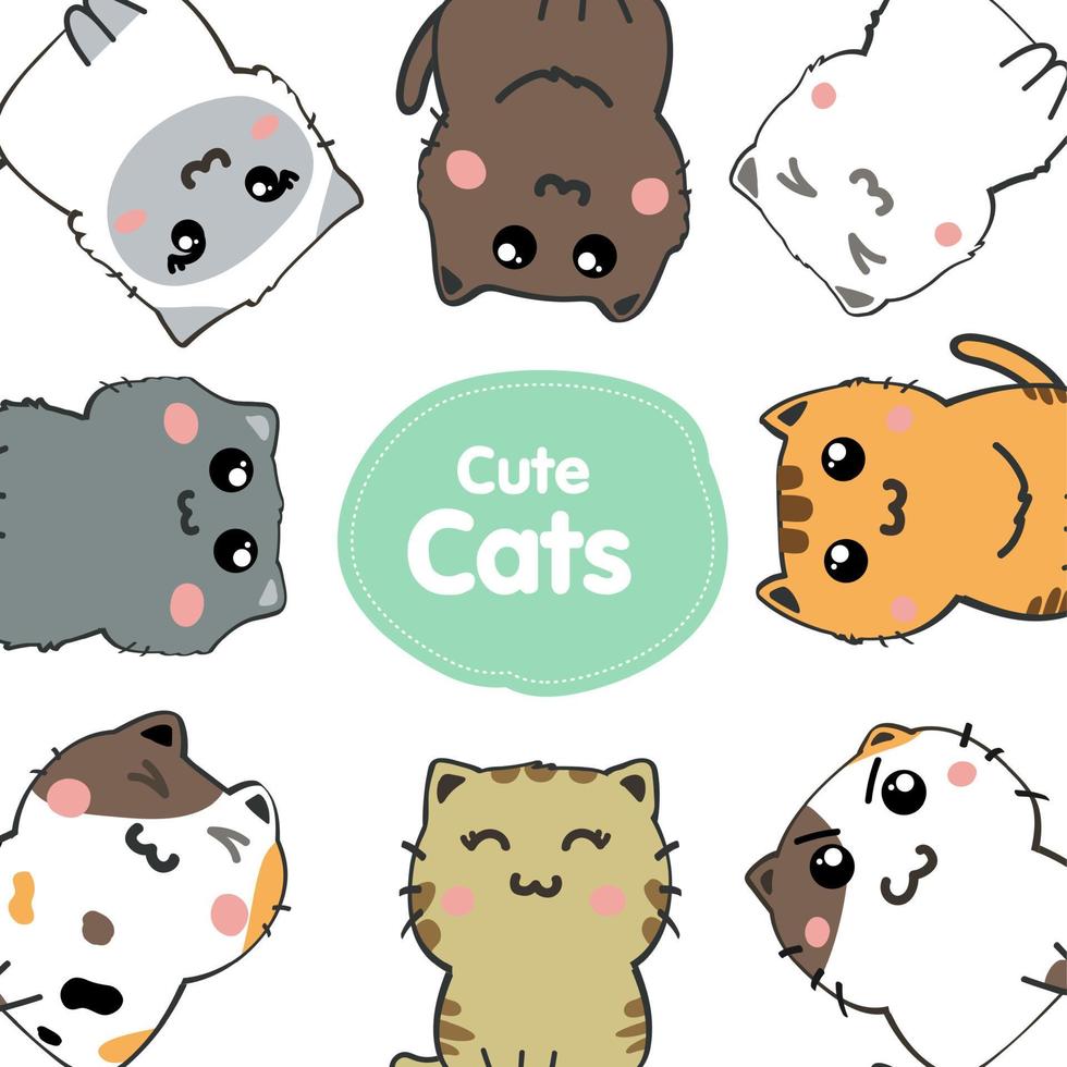 vecteur de jeu de dessin animé de chats mignons