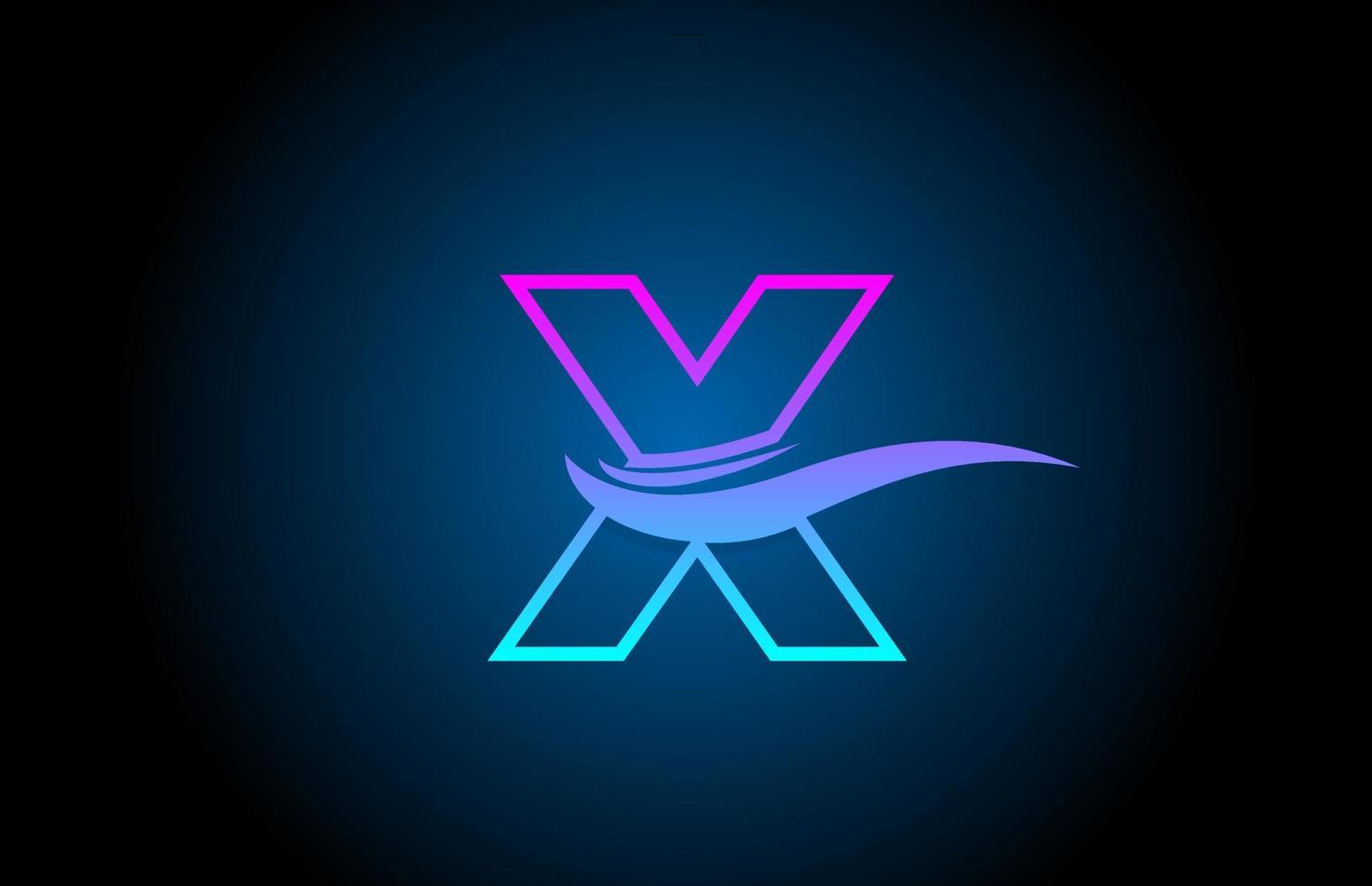 x icône du logo de la lettre de l'alphabet bleu et rose pour les entreprises et les entreprises avec une conception de ligne simple vecteur