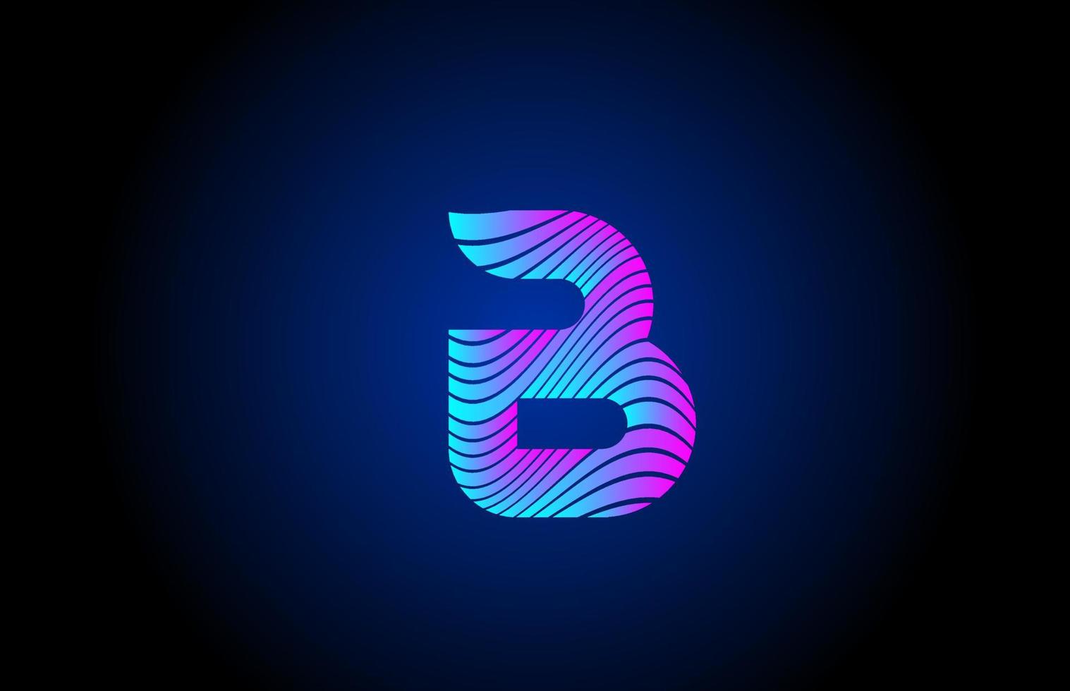 b rose bleu alphabet lettre icône du logo pour la conception de l'entreprise. concept de ligne bouclée pour l'identité d'entreprise vecteur