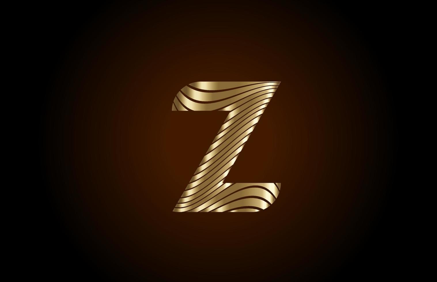 z icône du logo lettre alphabet jaune pour l'entreprise. conception de ligne d'or métallique pour l'identité de luxe vecteur