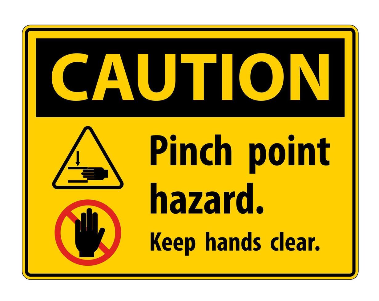 Attention danger de point de pincement, garder les mains signe de symbole clair isoler sur fond blanc, illustration vectorielle vecteur