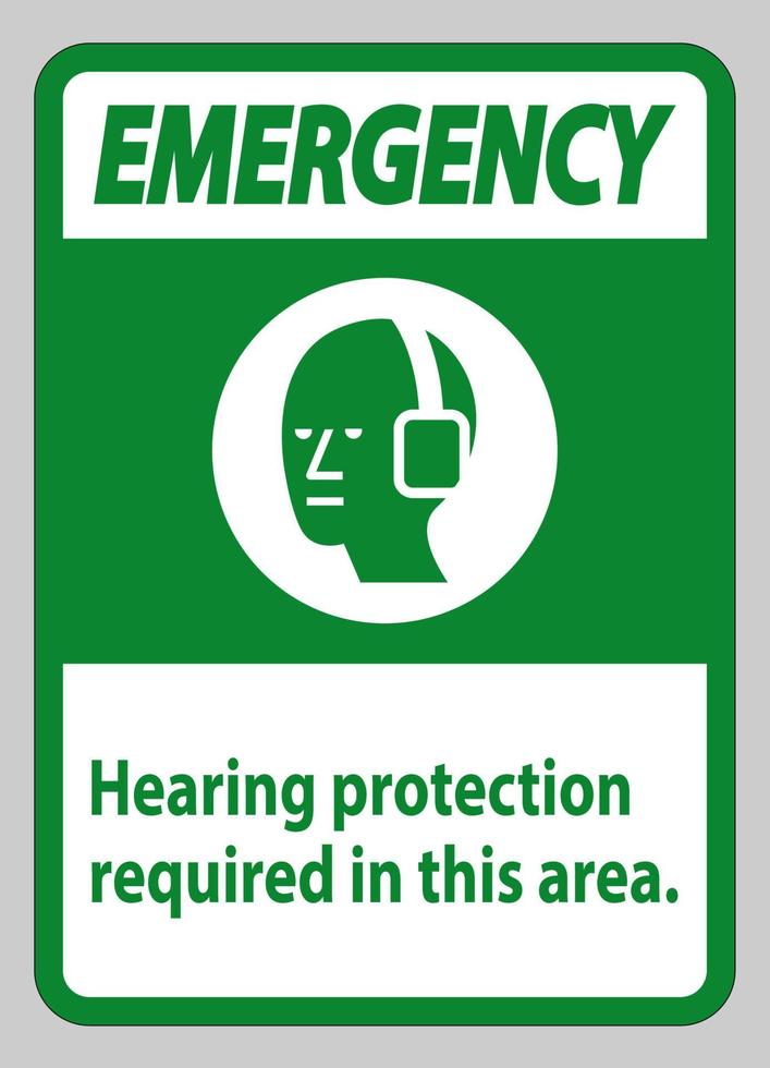 Protection auditive d'urgence avec panneau ppe requis dans cette zone avec symbole vecteur