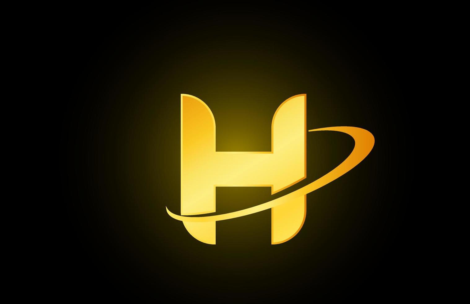 icône du logo de la lettre de l'alphabet h pour les entreprises et les entreprises avec un design en or vecteur