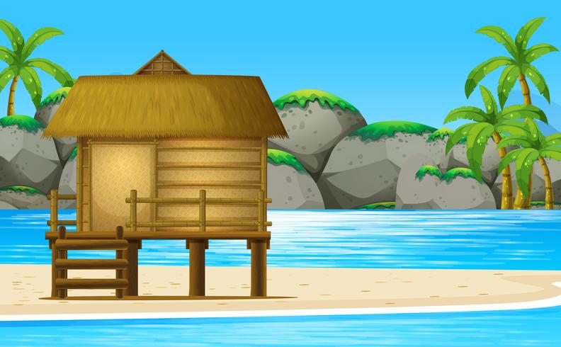 Cabane en bois sur la plage vecteur