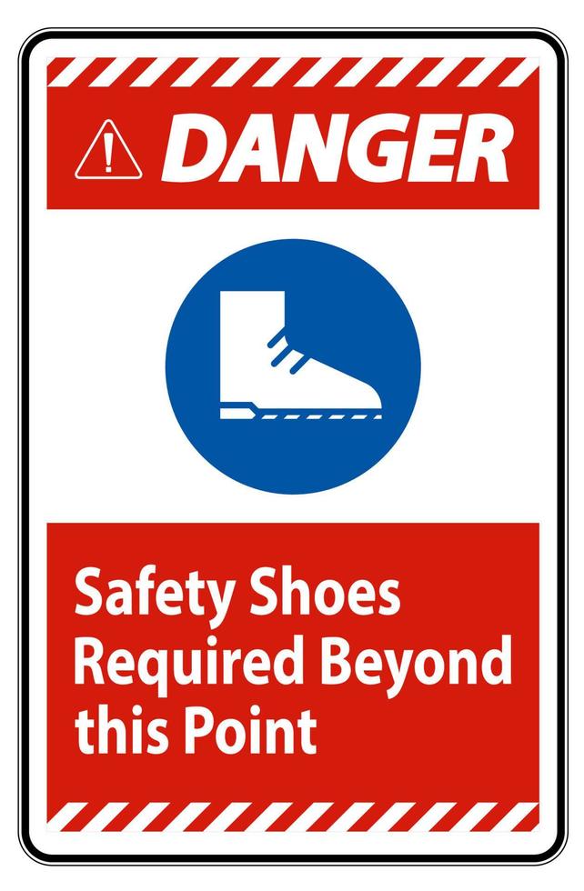 Signal de danger chaussures de sécurité obligatoires au-delà de ce point vecteur