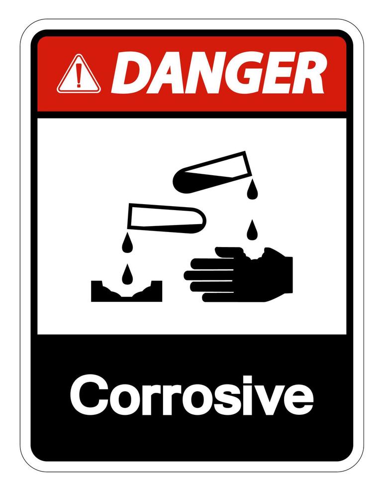 Symbole de danger corrosif signe sur fond blanc vecteur