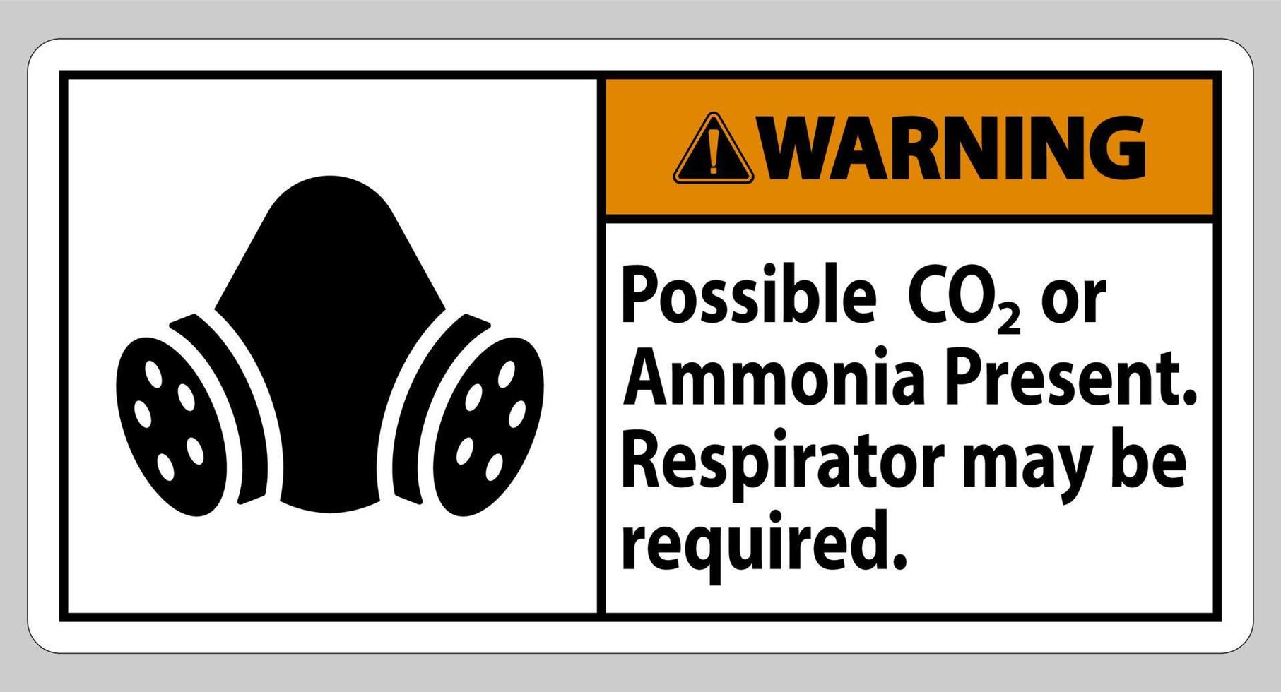 panneau d'avertissement EPI présence possible de co2 ou d'ammoniac, un respirateur peut être requis vecteur