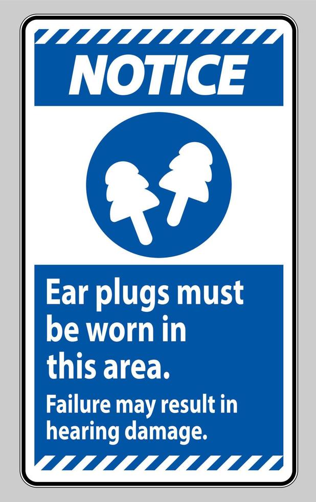 signe d'avertissement, des bouchons d'oreille doivent être portés dans cette zone, une défaillance peut entraîner des dommages auditifs vecteur