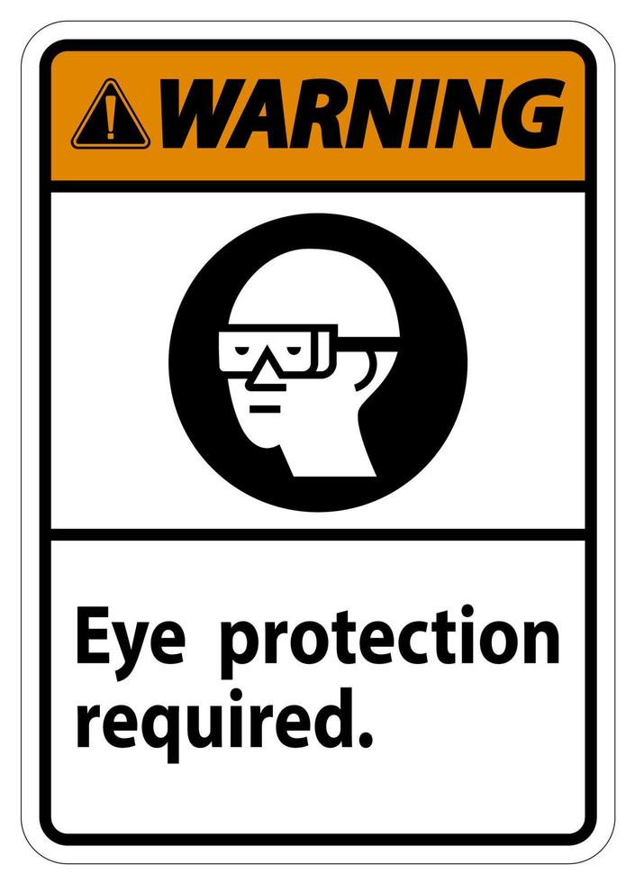 Panneau d'avertissement protection des yeux symbole requis isoler sur fond blanc vecteur