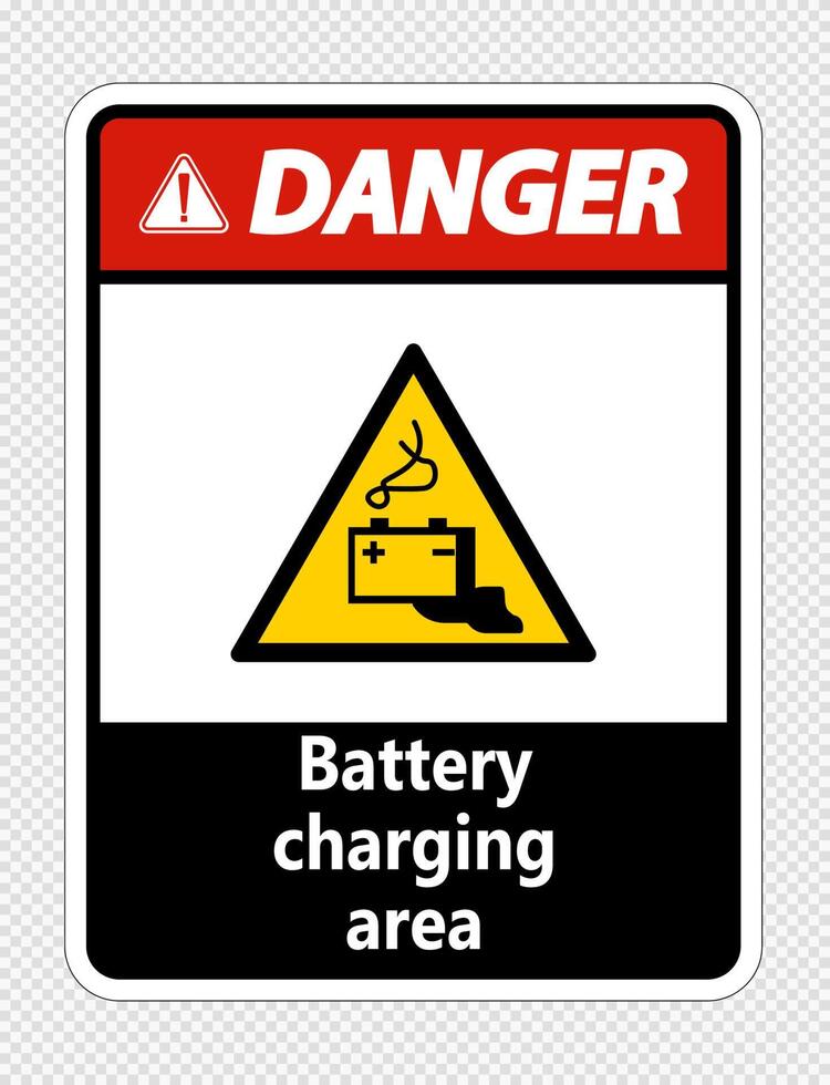 Zone de chargement de la batterie de danger signe sur fond transparent vecteur