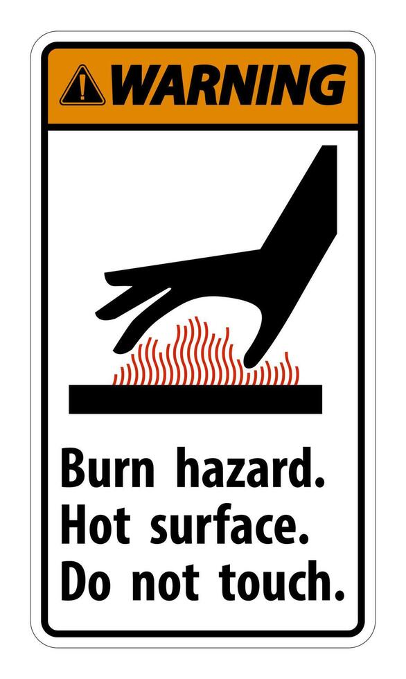 Danger de brûlure d'avertissement, surface chaude, ne touchez pas le signe symbole isoler sur fond blanc, illustration vectorielle vecteur