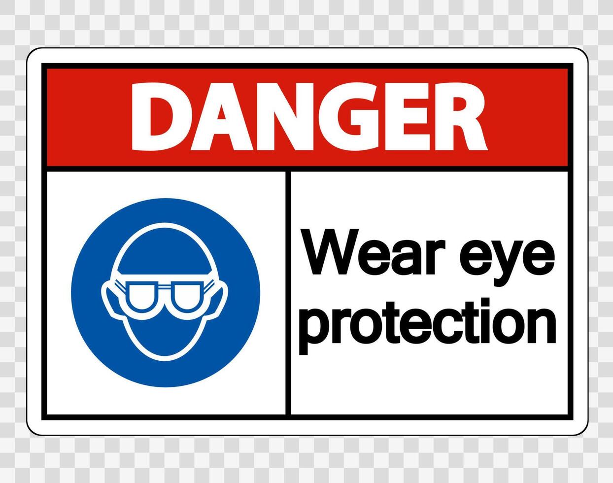 danger porter des lunettes de protection sur fond transparent vecteur