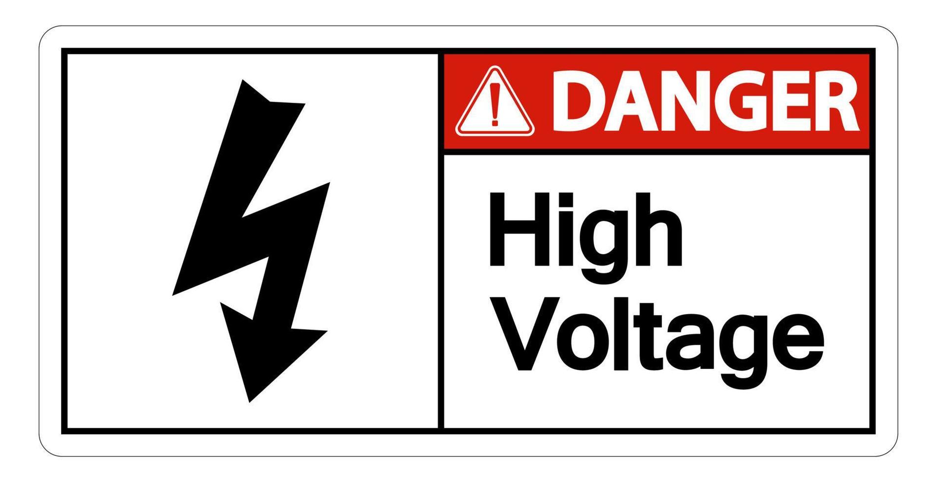 Signe de haute tension de danger sur fond blanc vecteur