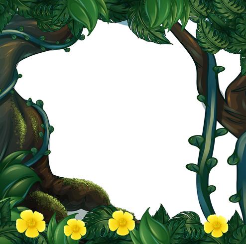 Frame design avec des fleurs et des arbres vecteur