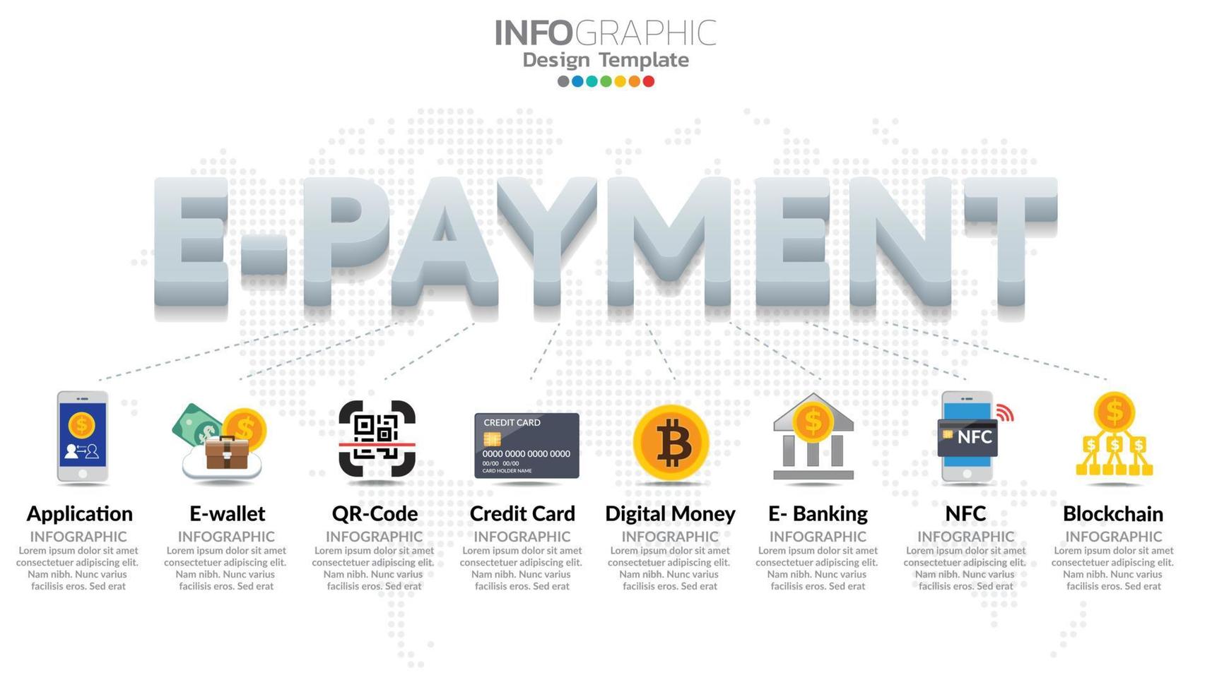 conception de modèle d'infographie de paiement électronique avec 8 options vecteur