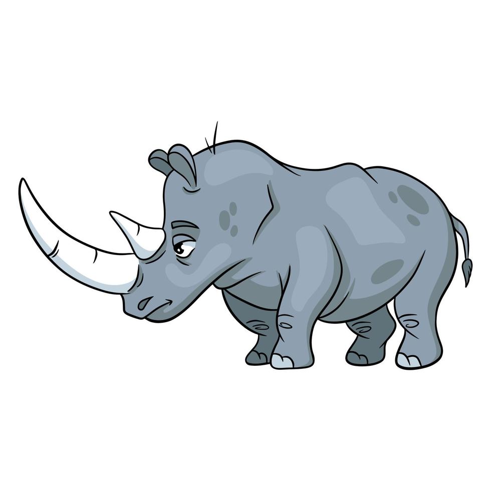 rhinocéros drôle de personnage animal en style cartoon. illustration pour enfants. vecteur