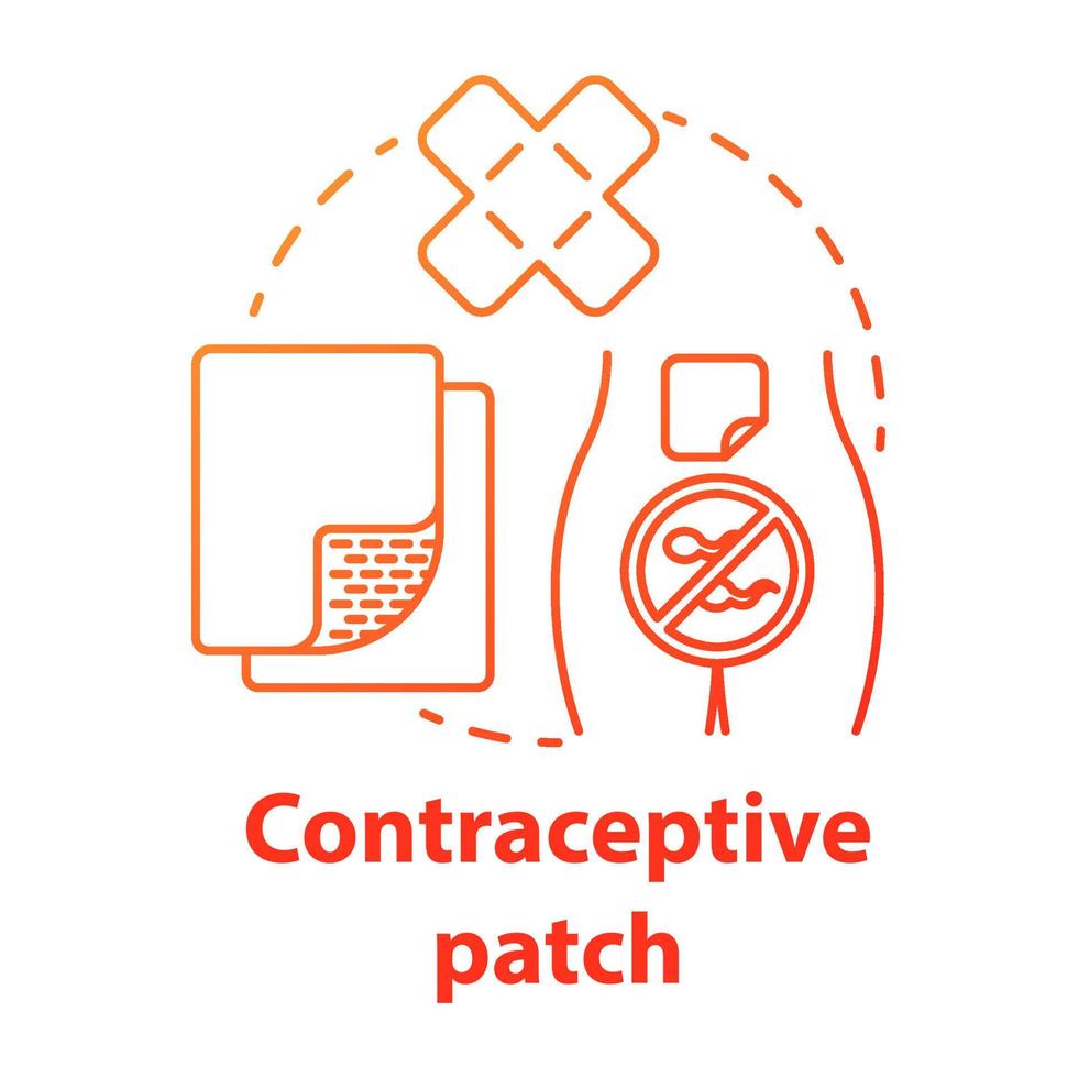 icône de concept rouge patch contraceptif vecteur