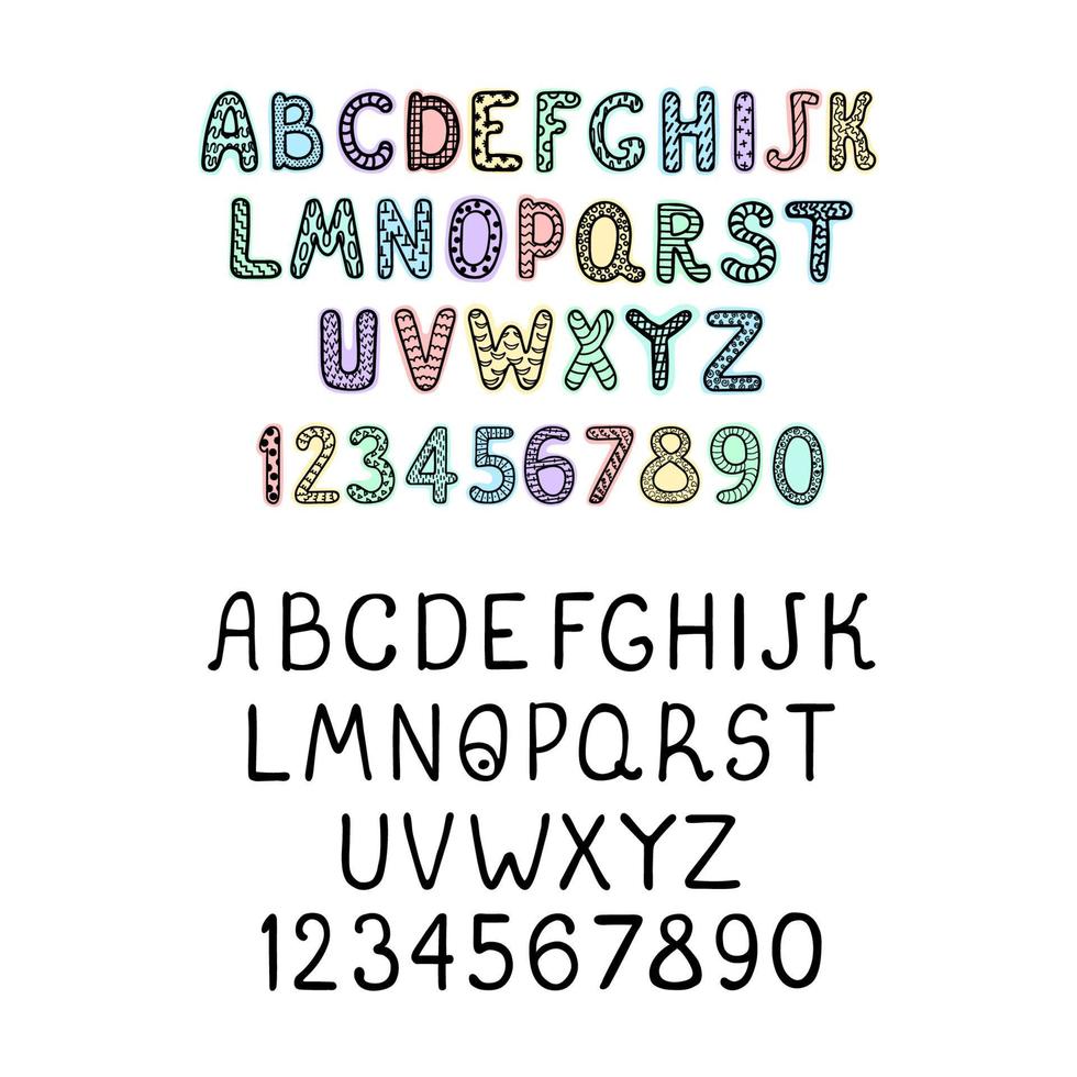 vecteur alphabet coloré mignon pour les enfants. peut être utilisé comme élément pour votre conception de cartes de voeux, pépinière, affiche, carte, fête d'anniversaire, conception de papier d'emballage, imprimés de t-shirts pour bébé