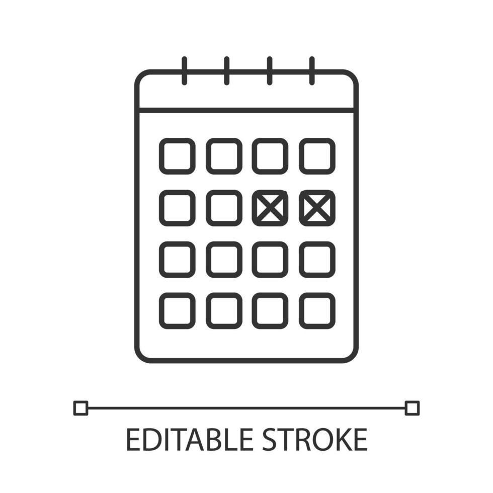 icône linéaire de méthode de calendrier vecteur