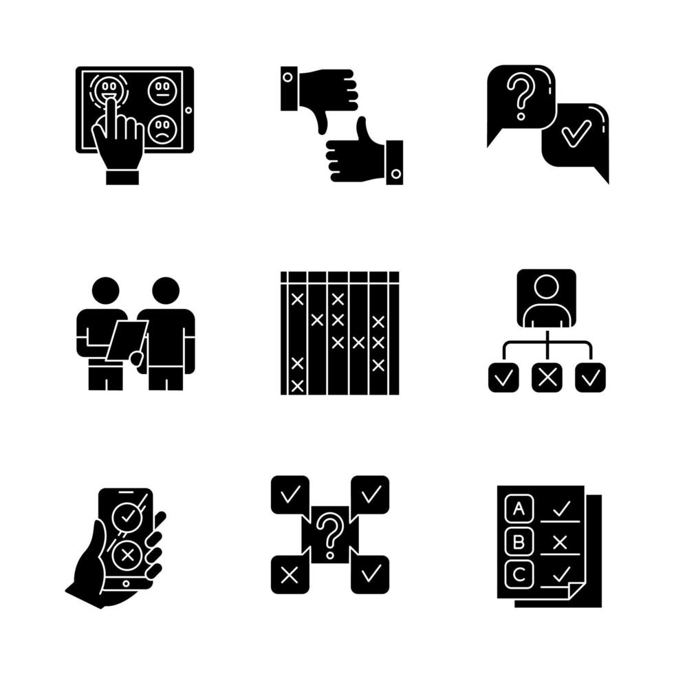 ensemble d'icônes de glyphe d'enquête vecteur