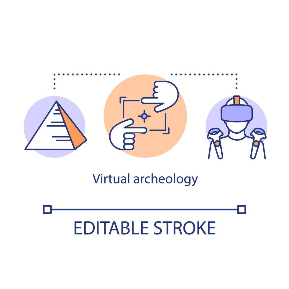 icône de concept d'archéologie virtuelle vecteur