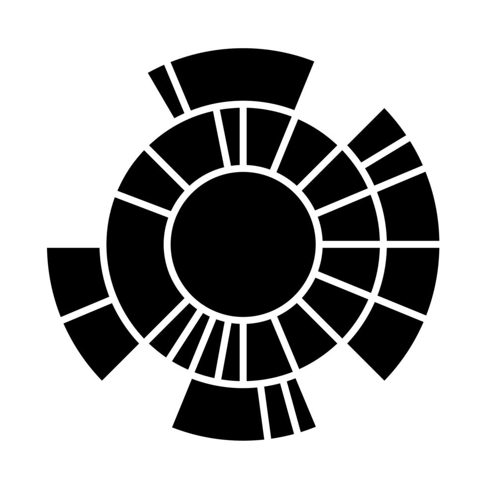 icône de glyphe de diagramme sunburst vecteur