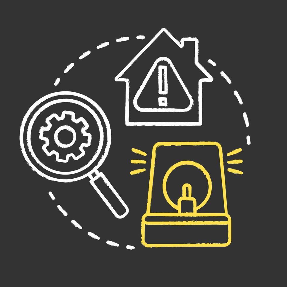 icône de concept de craie de vulnérabilités du système. idée de défauts de maison intelligente. effets négatifs de la technologie innovante pour les appartements. difficultés d'utilisation. illustration de tableau isolé de vecteur