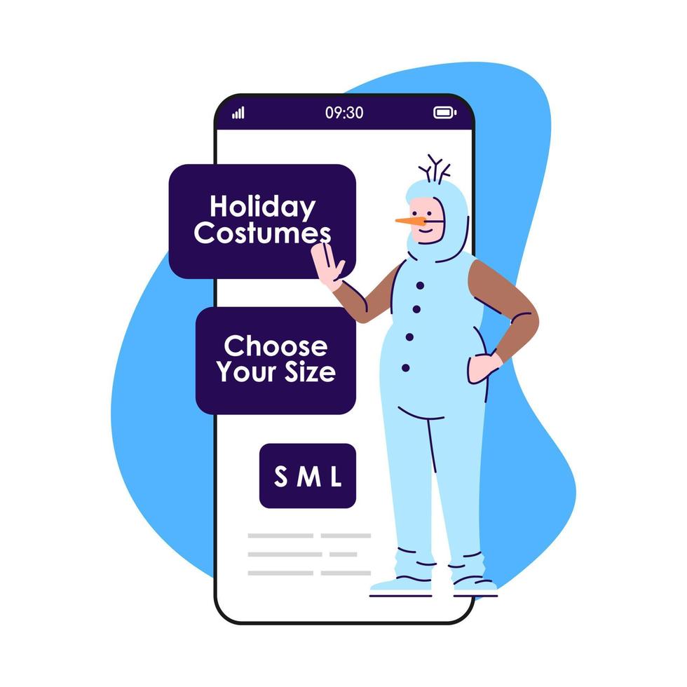 écran d'application pour smartphone de costumes de vacances vecteur