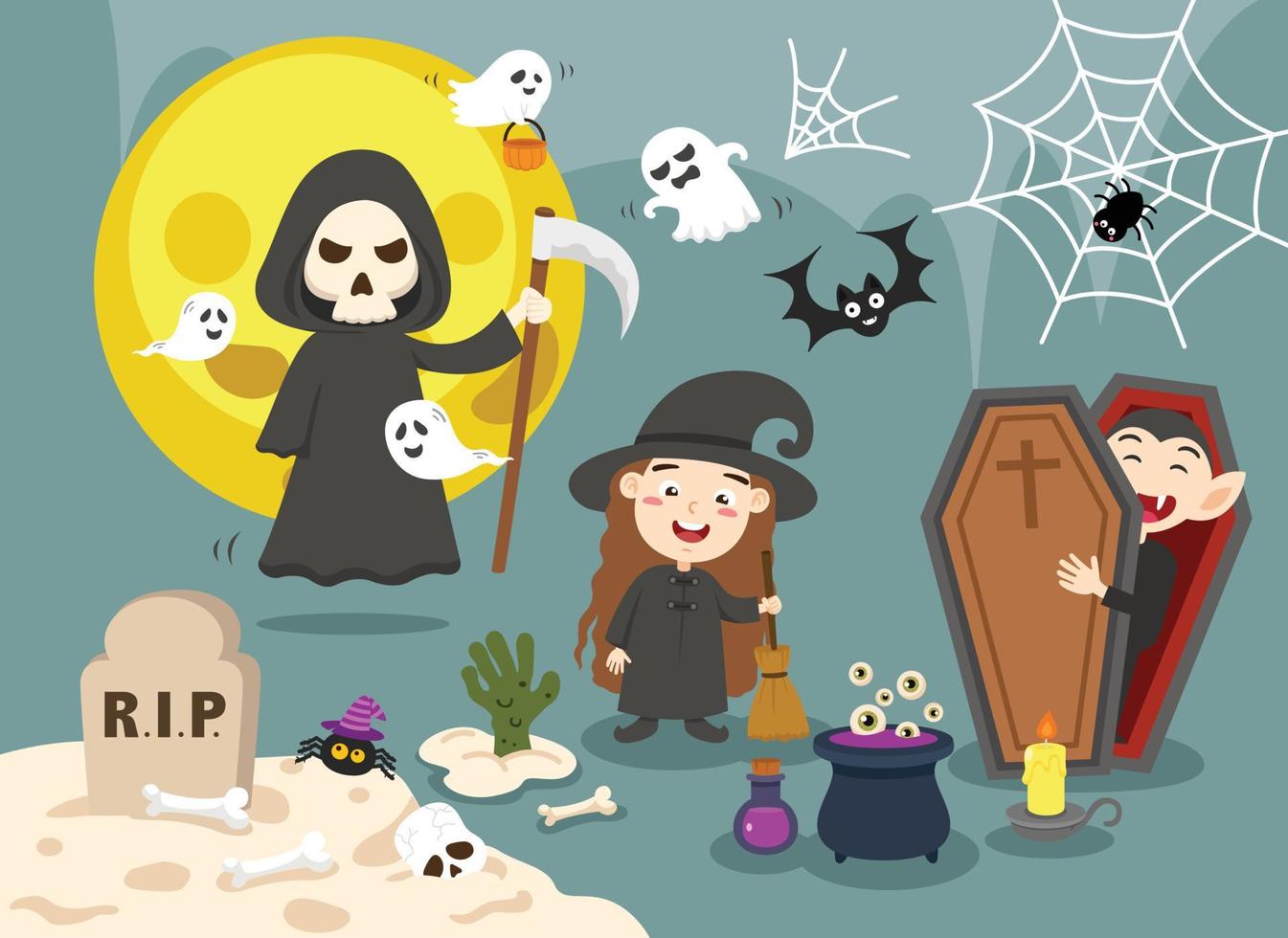 halloween enfants costume fête illustration vecteur