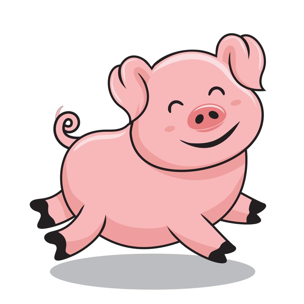 illustration de saut de porc de dessin animé sautant de cochon vecteur