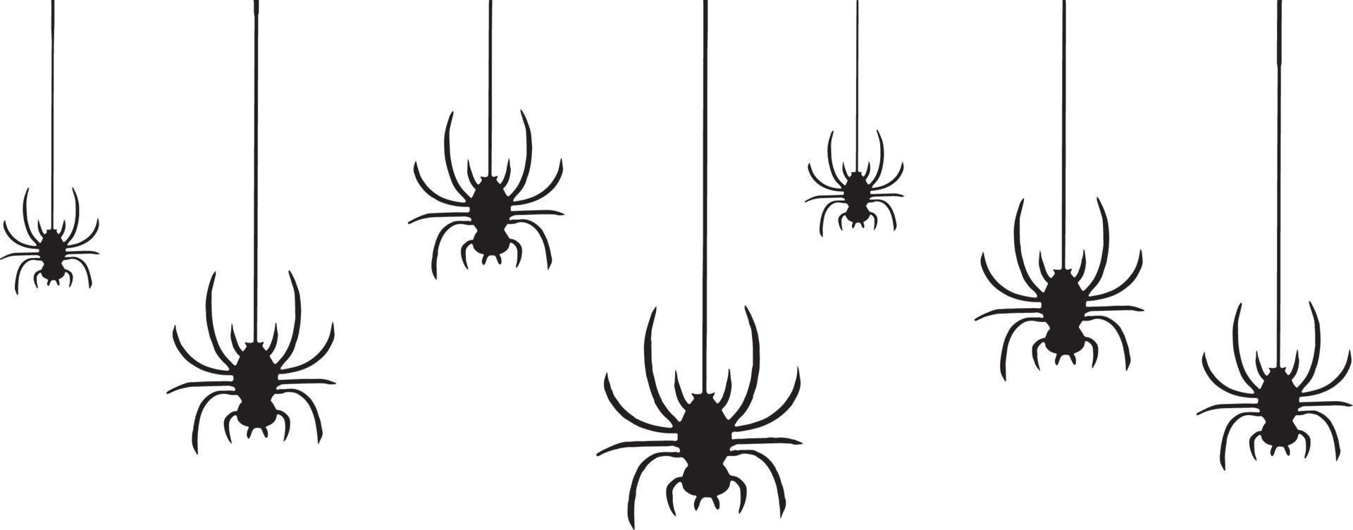 araignées d'halloween tombant avec un fond blanc vecteur