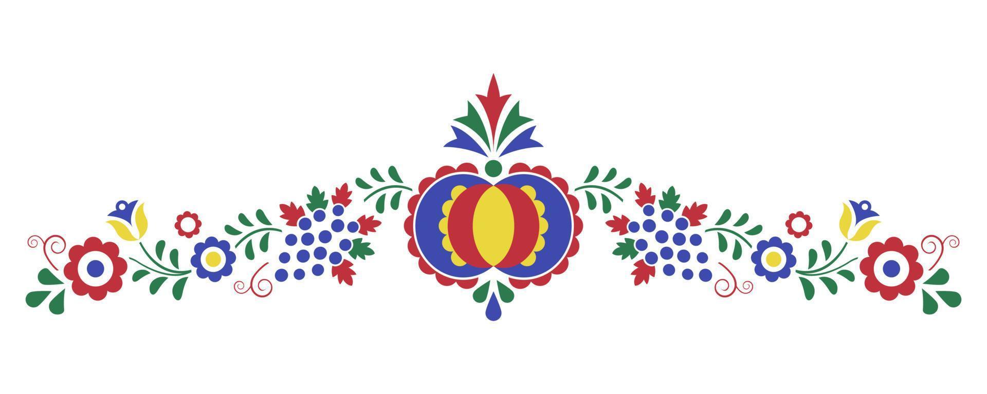 ornement folklorique traditionnel. l'ornement morave de la région slovacko. symbole de broderie florale isolé sur fond blanc. illustration vectorielle vecteur